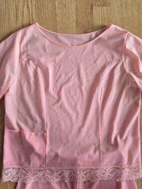 Vintage Shadowline Peach Lace Lingerie Set Pajama Set S Romantic